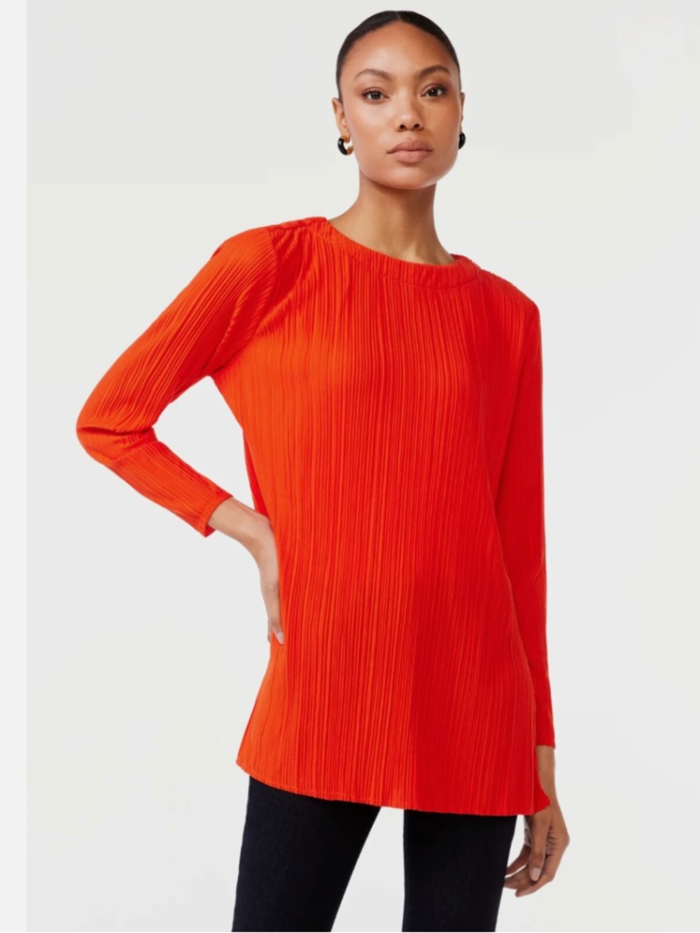 Scoop Women's Crinkle Knit Tunic Top and Pants Orange, Small